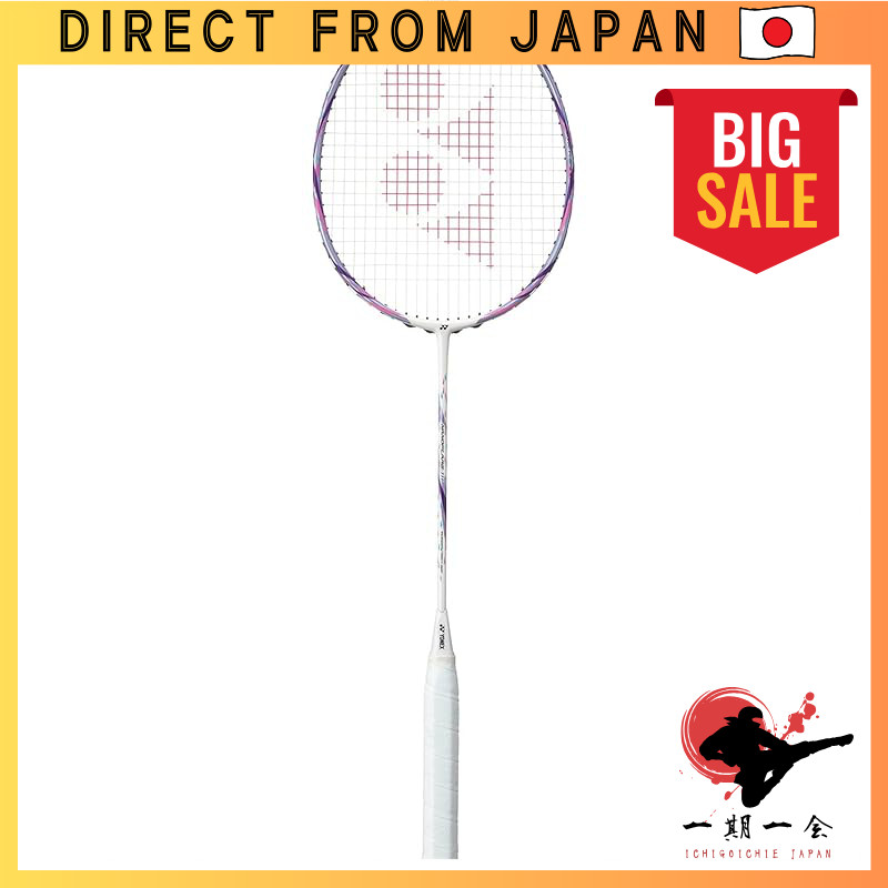 YONEX NANOFLARE 111 Badminton Racket Frame - Beginner Friendly, Head Light, Color: White/Lavender (1