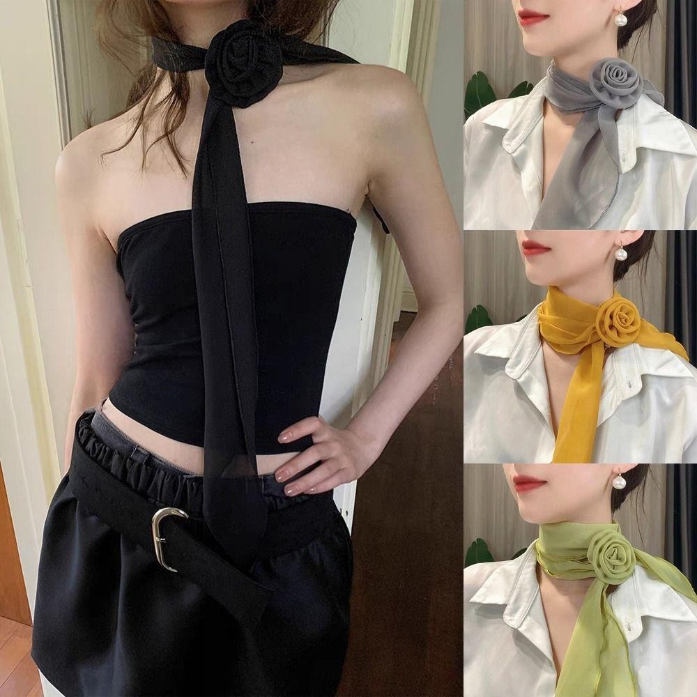 ผ้าพันคอแบบชีฟอง ลายดอกไม้หรูหรา สำหรับสวมรอบบ่าและไหล่ พร้อมใช้งานหลากหลายโอกาส - รูปที่ 2