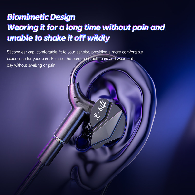 Elough G62 Digital Type-C/3.5MM หูฟังแบบมีสายพร้อมไมโครโฟนสําหรับเล่นเกมและกีฬาในหูแบบมีสายควบคุมหูฟังเบสหนักแน่น