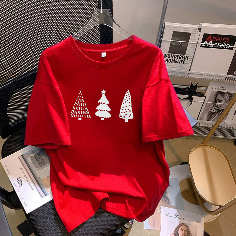 COD (ส่งจากกรุงเทพ)BOOM Shop เสื้อครอบครัว คริสต์มาส สีแดง ผ้าคอตตอนเนื้อพิเศษ ซักไม่หดไม่ย้วย cotton 100#2