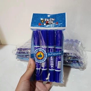 ปากกาเคมี ปากกาเมจิก 2 หัว สีน้ำเงิน 1แพ็ค4ชิ้น สุดคุ้ม