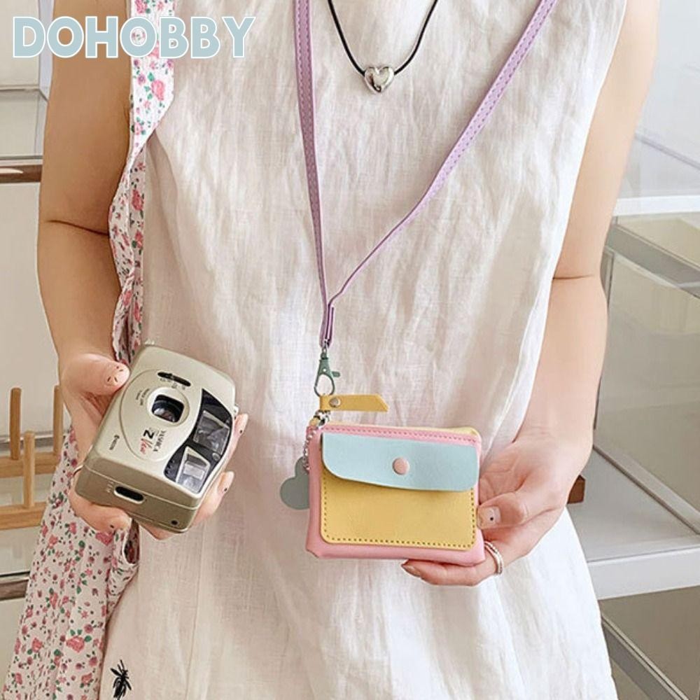 DOHOBBY กระเป๋าใส่เหรียญ,พร้อมจี้เชือกกระเป๋าสตางค์สั้นป้องกันการโจรกรรม,ห้อยคอมินิหนัง ปู่ กระเป๋าสตางค์บัตรผู้ชายผู้หญิง