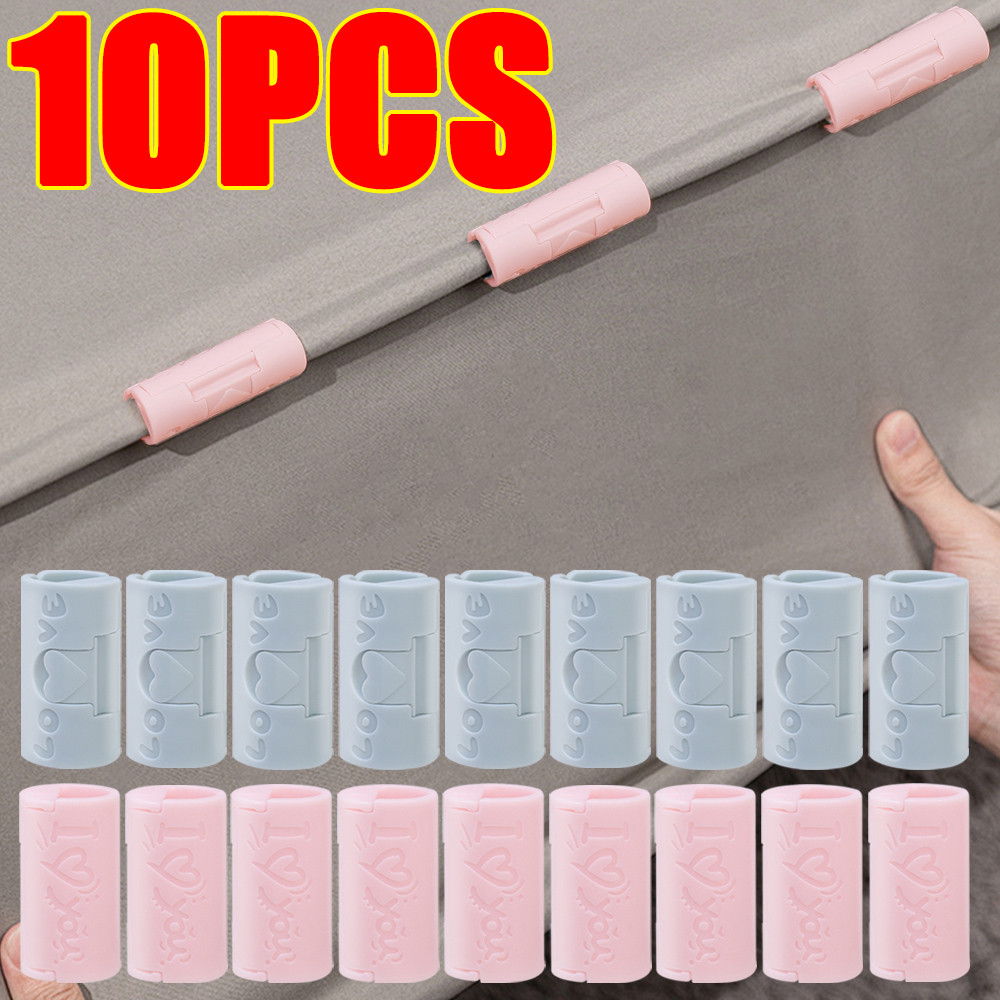 10ชิ้นปรับแผ่นเตียงคลิป-ลื่นผ้าห่มยึด-ที่มองไม่เห็นหมุดสําหรับที่นอน,ผ้าห่ม-ทนทานพลาสติกหนีบ