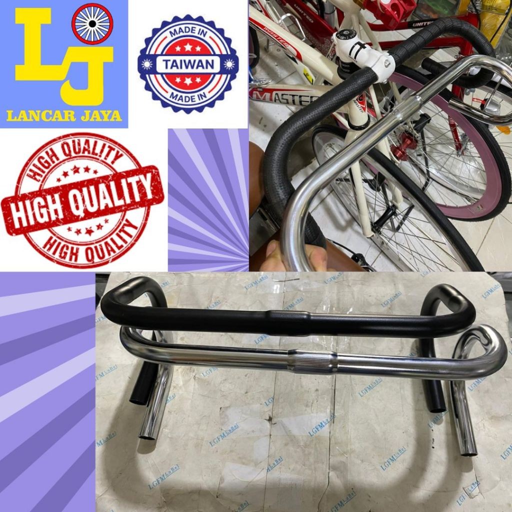 TAIWAN Dropbar Handlebar Racing Handlebar RB Roadbike Fixie Standard 25.4 CP และเหล็กสีดํา
