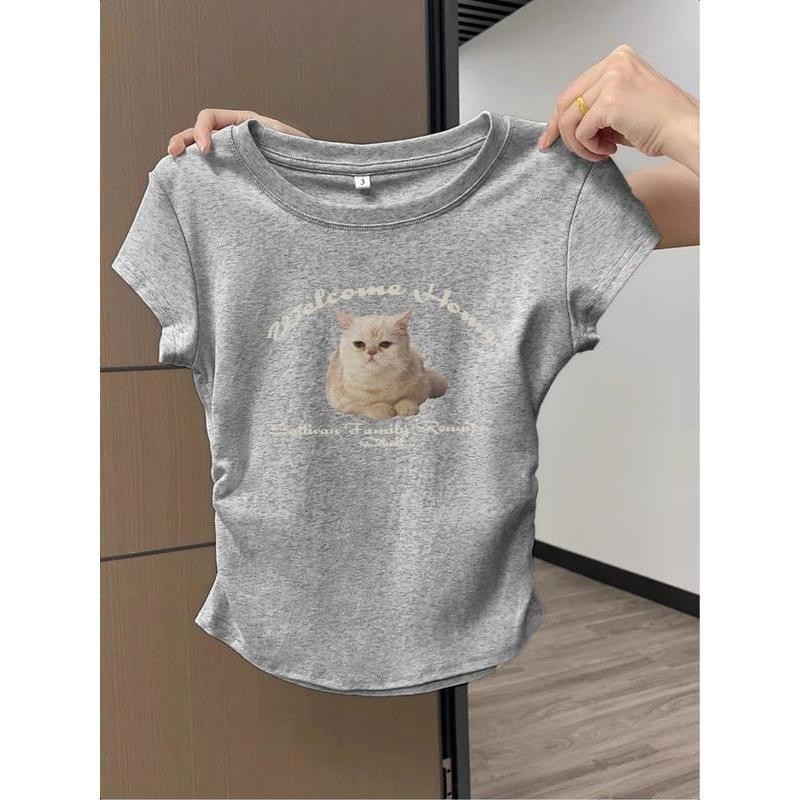 [จัดส่งจากกรุงเทพ] เสื้อใส่ให้ดูผอม  เสื้อน่ารักๆมินิมอล  เสื้อยืดเซ็กซี่  เสื้อผ้าน่ารักๆสไตล์เกาหลี  เสื้อยืดไฮโซดูแพง - รูปที่ 2