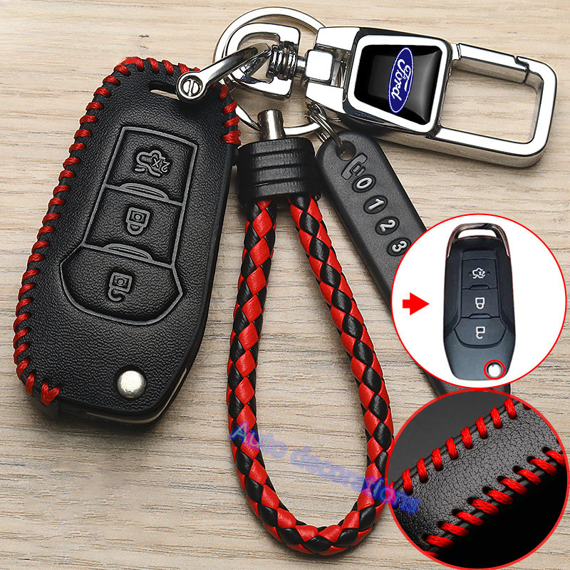 Ford EVEREST/Ranger Ecosport Fiesta Explorer ปลอกกุญแจ Ford เคสกุญแจรถ หนังวัว กระเป๋าใส่กุญแจ พวงกุ