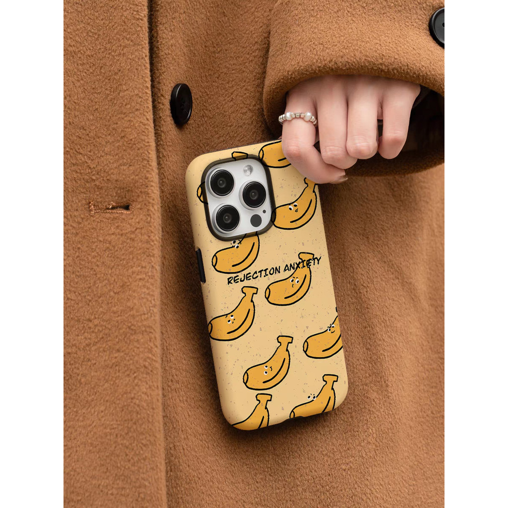เคสโทรศัพท์ banana 2-in-1 เต็มจอ เข้ากันได้กับ iPhone 15 Pro Max, Apple 16 14 Plus 11/12/13 Pro Max, เคสป้องกันกันกระแทกใหม่