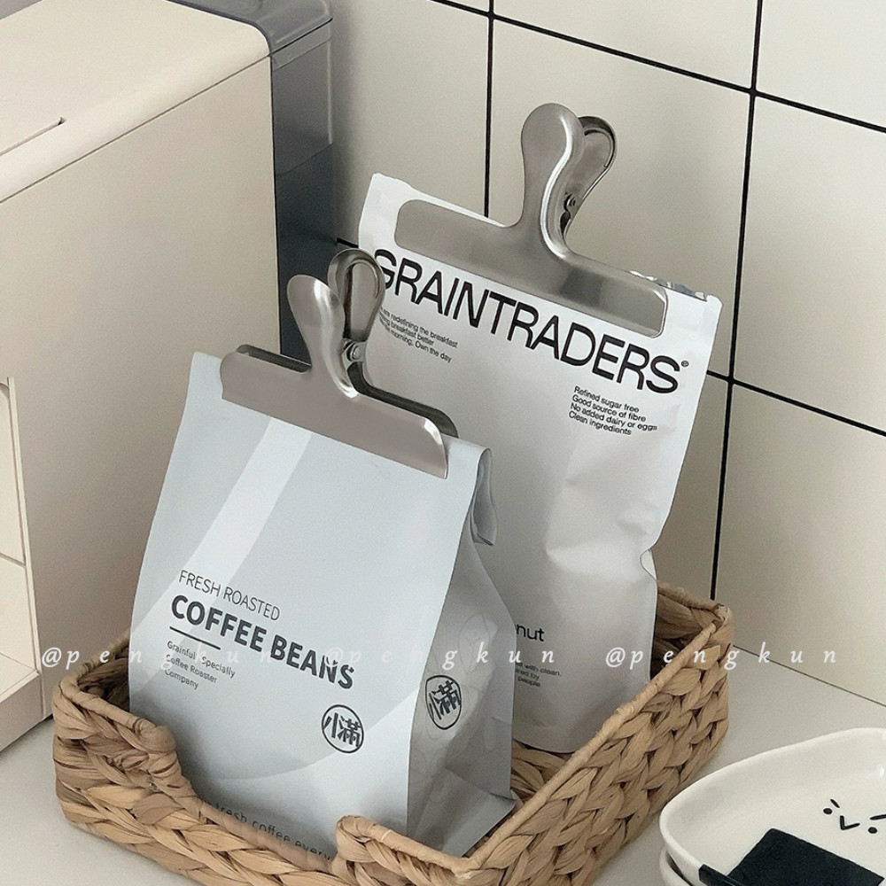 Ins สแตนเลสคลิปปิดผนึกขนมถุงอาหารในครัวคลิปปิดผนึกสไตล์นอร์ดิกสมุดกันความชื้นคลิปเก็บบิล