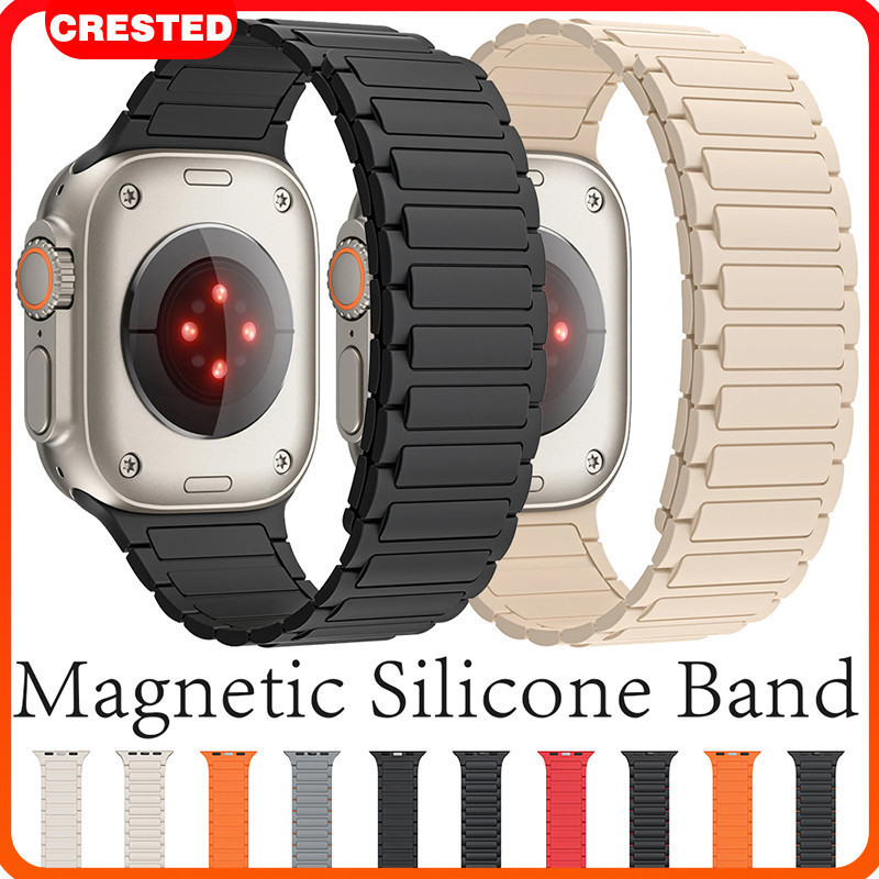 สายยางซิลิโคนแม่เหล็ก for Iwatch Apple Watch Ultra 3 2 Series 11 10 9 8 7 6 5 4 3 2 1 49 46 45 41 42 40 44 38 มม