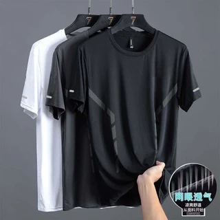 MANMAN แขนสั้นผู้ชาย เสื้อยืดกีฬา แบบหลวม แห้งเร็ว คอกลม เลือกได้หลายสี ชุดคู่รัก