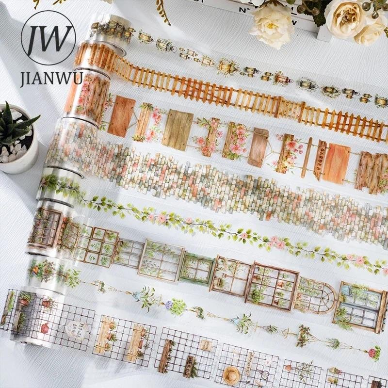 Jianwu 2 ม้วนสวนดอกไม้ Secert สภาพแวดล้อม Series Vintage รั้วภูมิทัศน์วัสดุ Collage เทป Creative Journal เครื่องเขียน