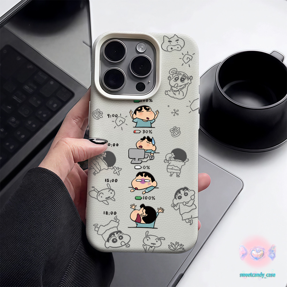 🌹จัดส่งในพื้นที่🌹เคสเหมือนเปลือกลิ้นจี่ ชินดินสอสี สถานะการทำงาน สําหรับIPhone16 15 14 13 7 8plus Pro Promax XR XS 5สี