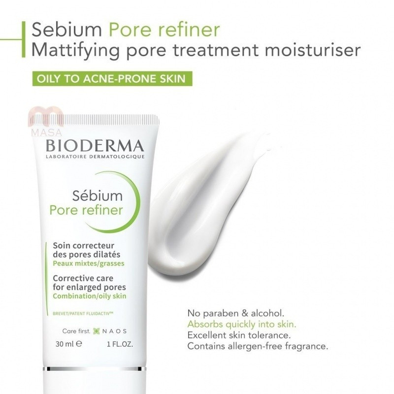 BIODERMA สินค้าspotBioderma Sebium Pore Refiner Pore- Treatment Moisturizer 30ml, (Oily to Acne-Pron