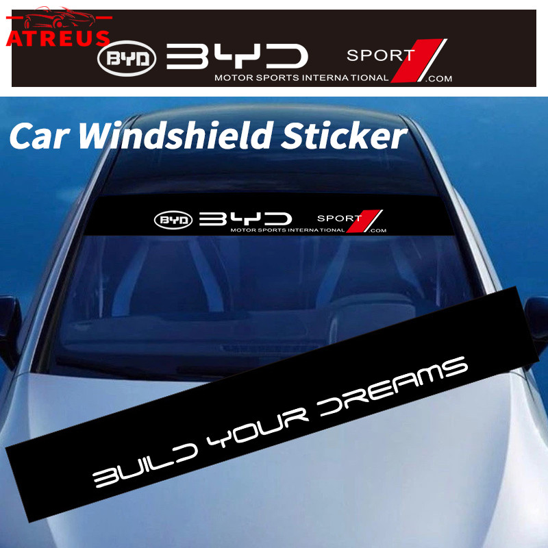 BYD สติ๊กเกอร์ ติดรถ สติ๊กเกอร์บังแดด สติกเกอร์รูปลอก กันน้ํา สําหรับติดตกแต่งกระจกหน้ารถยนต์ บังแดดรถยนต์ กันร้อน สําหรับ BYD Dolphin Atto 3 Sealion 6 Sealion 7 M6 Seal U Han EV Seagull Atto3 Yuan plus