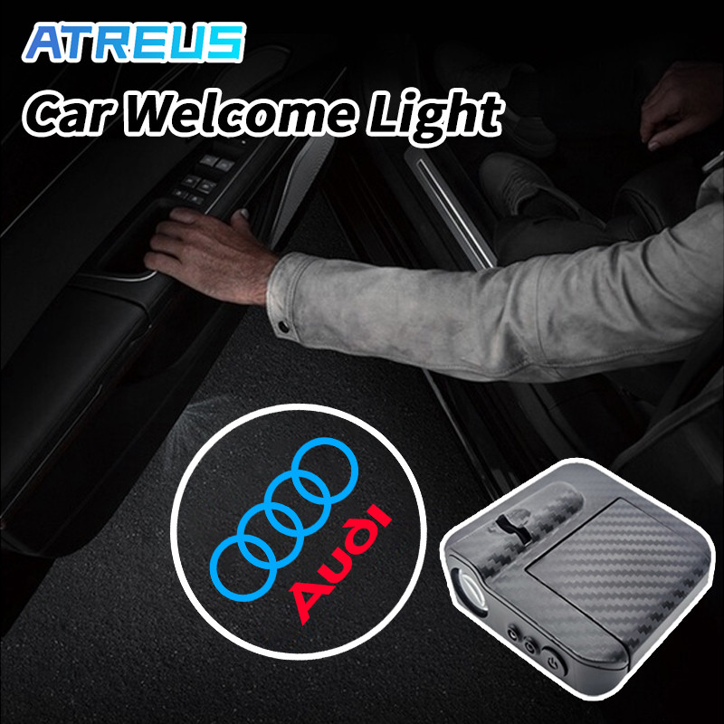 Audi ไร้สายยินดีต้อนรับแสงคาร์บอนไฟเบอร์รถประตูโคมไฟกลางคืนรถ LED HD โปรเจคเตอร์สําหรับ Audi A3 8l 8