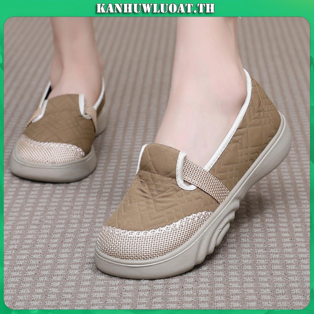 Cadia ฤดูร้อนสไตล์ใหม่รองเท้า Breathable Slip-On แฟชั่น All-Match รองเท้าแม่ Soft Sole สบายสบายๆเก่าปักกิ่งรองเท้าผ้า