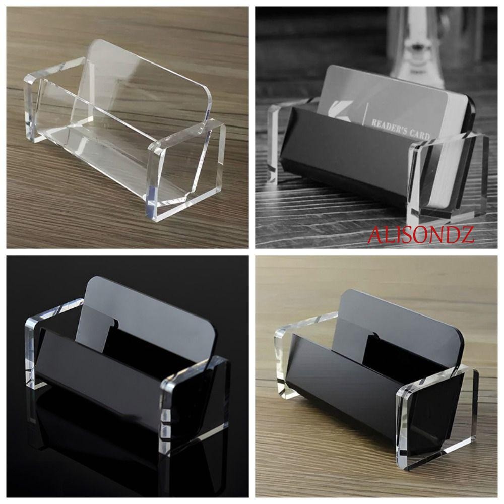ALISONDZ ที่ใส่นามบัตรอะคริลิค, ที่เก็บการ์ด Black & Clear Business Cards Display Holders, Fashion Card Organizer High-End Elegant Design Name Cards Organizer Office