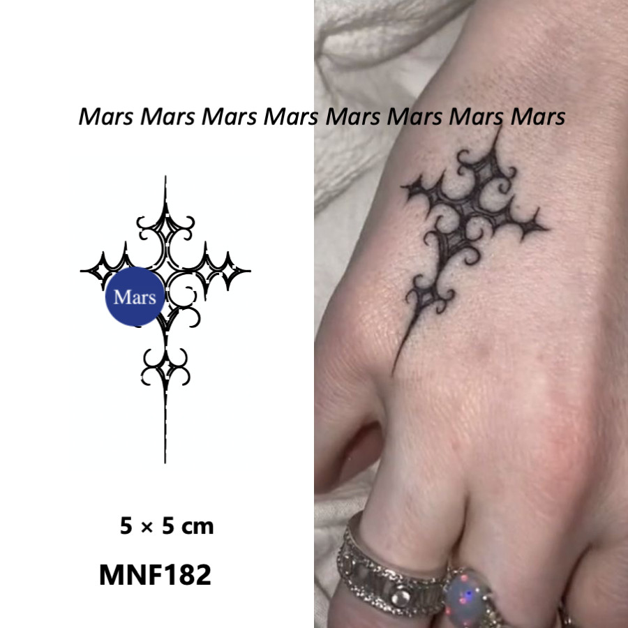 Mars Tattooเทคโนโลยีใหม่เมจิก ติดทนนาน 2 สัปดาห์ รอยสักกึ่งถาวร รอยสักชั่วคราว สติ๊กเกอร์รอยสัก รอยสักปลอม "Cross", MNF182