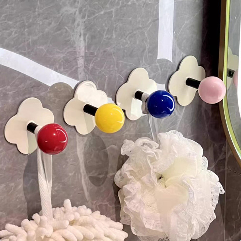 🌷COD🌷ตะขอแขวนของ ติดผนัง ดอกไม้ ตะขอ ที่แขวนของติดผนัง ไม่ต้องเจาะผนัง