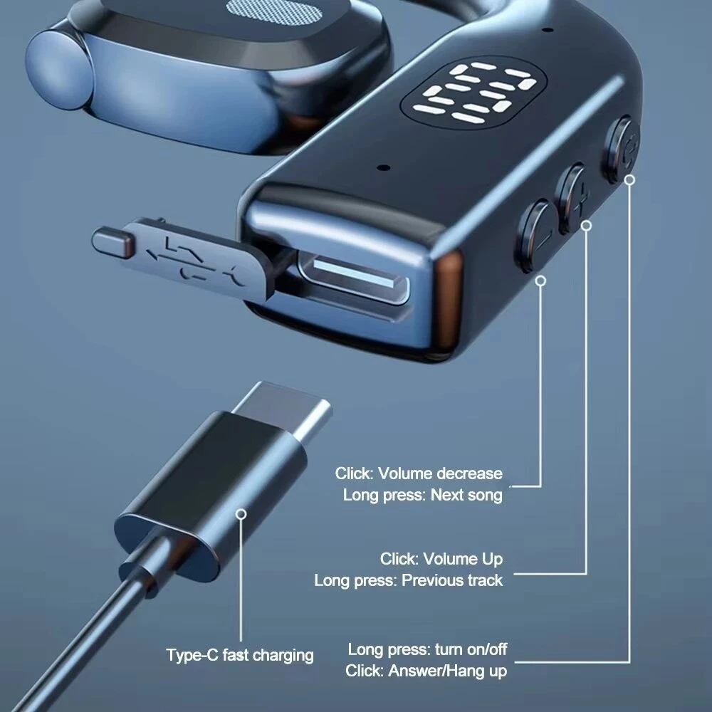 หูฟังไร้สายเดี่ยว Air Conduction  หูฟัง HiFi Ear-Hook เพลงกีฬาเสียงรบกวน Cancel ชุดหูฟังสําหรับสมาร์ทโฟนทุกรุ่น thumbnail 8