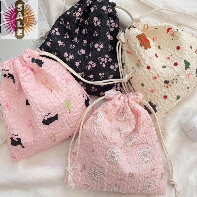 บน 1PCS เกาหลีน่ารักกระเป๋าใส่เหรียญขนาดเล็ก Key หูฟัง Drawstring กระเป๋าเก็บสาวเครื่องประดับลิปสติกเครื่องสําอางเชือกกระเป๋า String กระเป๋า A