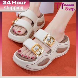 COLSI New Fashion Two Strap EVA Platform Sandals Height Increase Wedge Slippers Womens Footwear(Size36-41)#B-8029-3