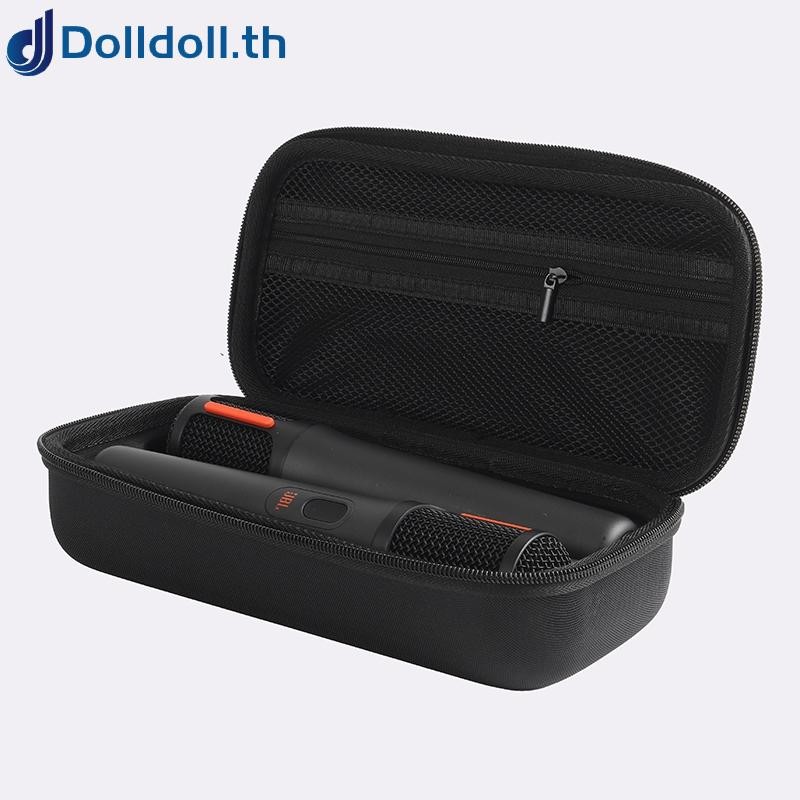 [Dolldoll]Portable Microphone Storage Bag for JBL with Shockproof Padding and Compartments