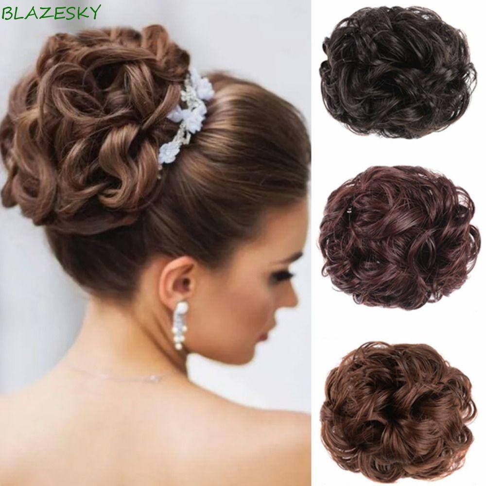 Blazesky ผมสังเคราะห์มวยย้อนยุคปลอมยุ่งหยิกจิญอง, อุปกรณ์เสริมเจ้าสาว Hairpiece Fluffy Claw Bun ผู้หญิง