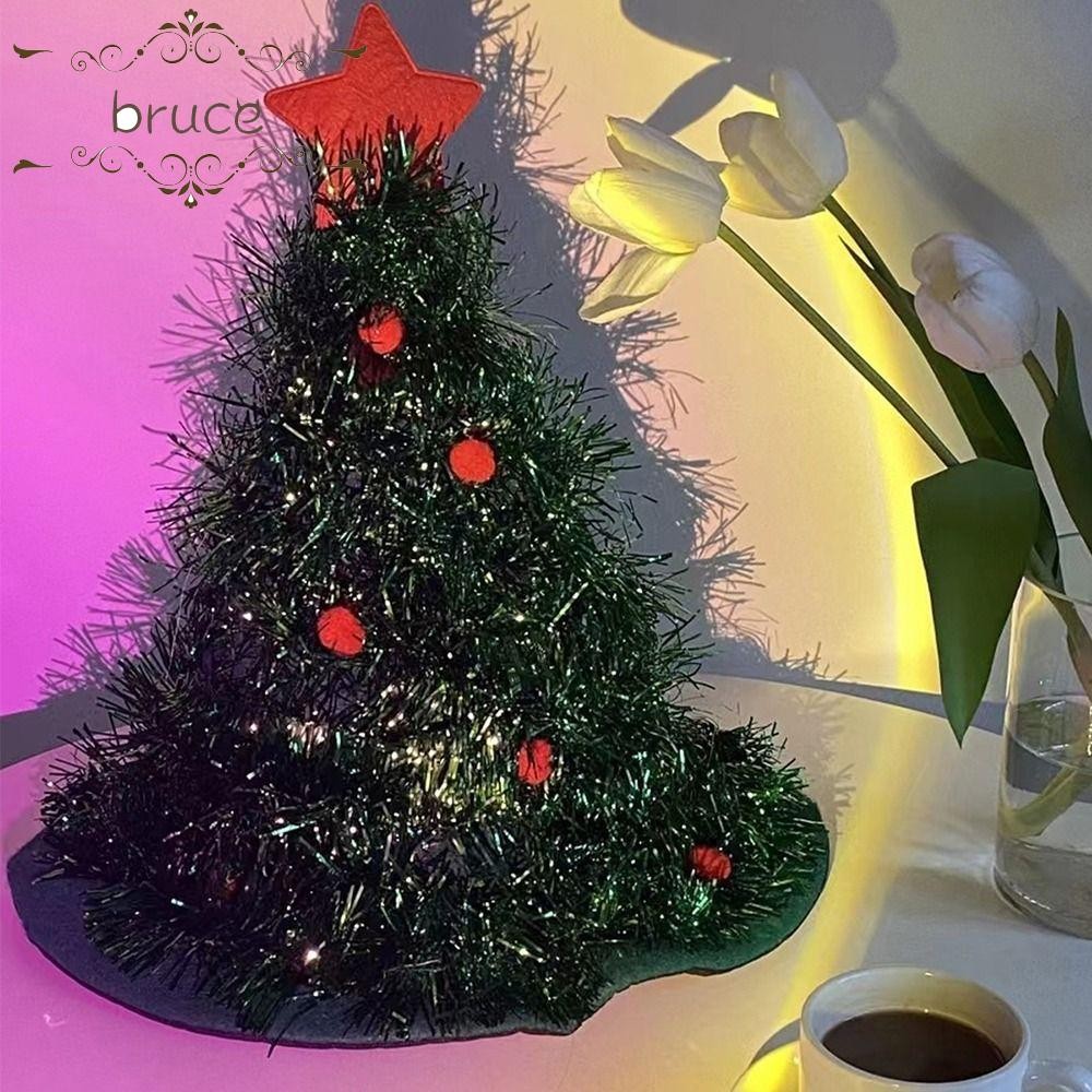 Bruce หมวกคริสต์มาส Happy Christmas น่ารักตลก Plush Ball Star ผ้าไม่ทอ Rain Silk สําหรับของขวัญเด็ก Xmas เครื่องประดับ