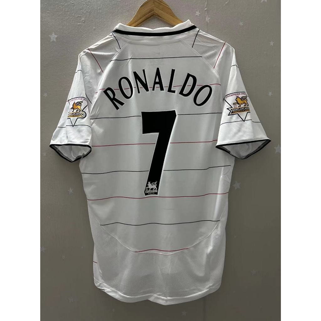 03-04-05 MUN Third RONALDO ROONEY V.NISTELROOY คุณภาพสูง Retro ฟุตบอล Jersey เสื้อยืดที่กําหนดเอง