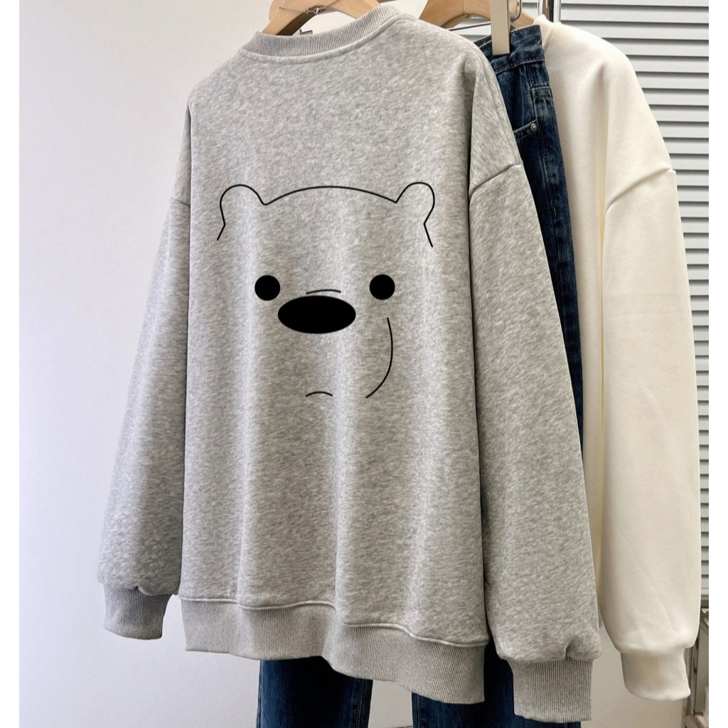 ฮาราจูกุการ์ตูนหมีเสื้อแขนยาว ยู นิสซ์ หลวมเสื้อสวมหัวผู้หญิงแฟชั่นเสื้อกันหนาว