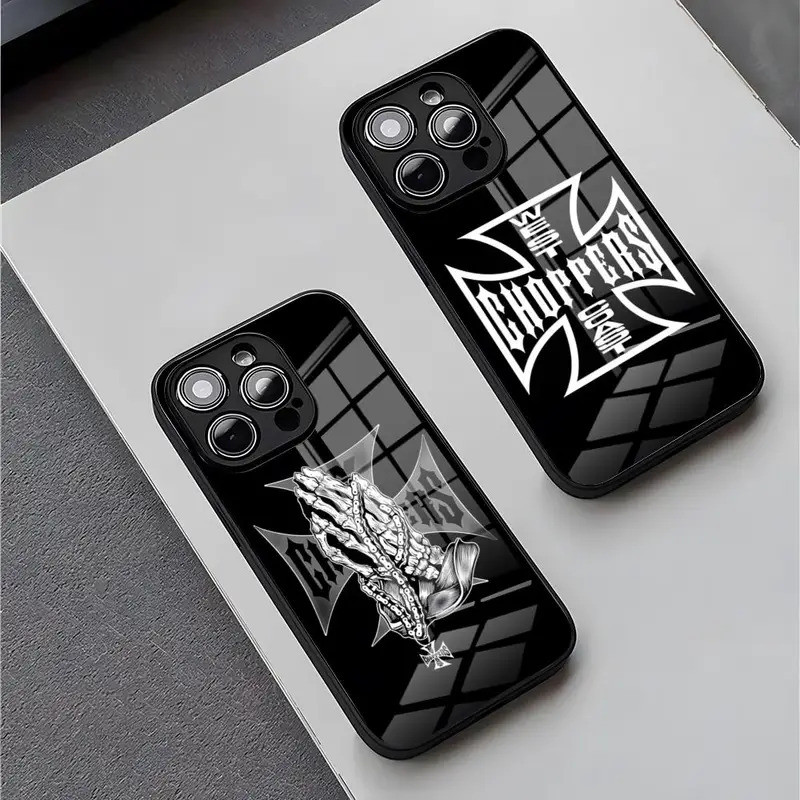 BK-1 West Coast Choppers Original เคสโทรศัพท์สําหรับ iPhone 17,15 Pro Max 14 Plus 12 Mini 11 13 X XR XS 8 7 Plus SE กระจกนิรภัย