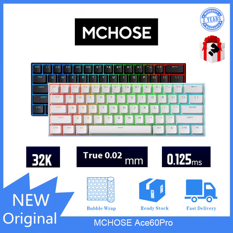 Mchose Ace60Pro คีย์บอร์ดสวิตช์แม่เหล็กแบบมีสาย อัตราคืน 8K RT0.01mm รองรับ SOCD, RS