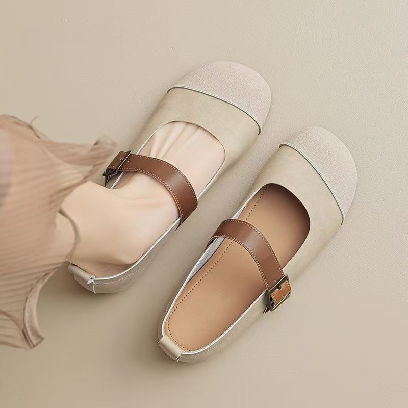 รองเท้าหนังขนาดเล็ก Soft-Soled Peas รองเท้า Anti-Slip Slip-On เวอร์ชั่นเกาหลี Baotou