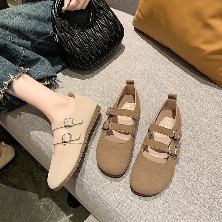รองเท้าพื้นนุ่มรองเท้าแบนสวมใส่ด้านนอก High-End Round Toe Casual