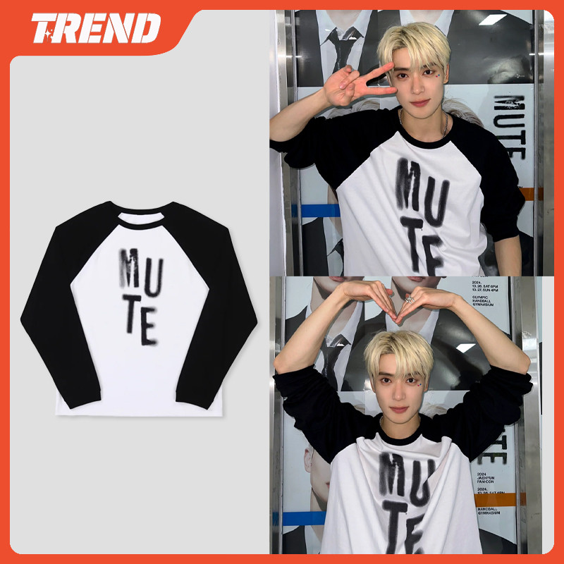 Kpop NCT JAEHYUN 2024 FAN-CON MUDEE Merch ผ้าฝ้ายแขนยาวเสื้อยืดผู้ชายและผู้หญิงเกาหลีแฟชั่นหลวมพิมพ์แขนยาวด้านบน Plus ขนาด Vintage Street เสื้อลําลอง Tee