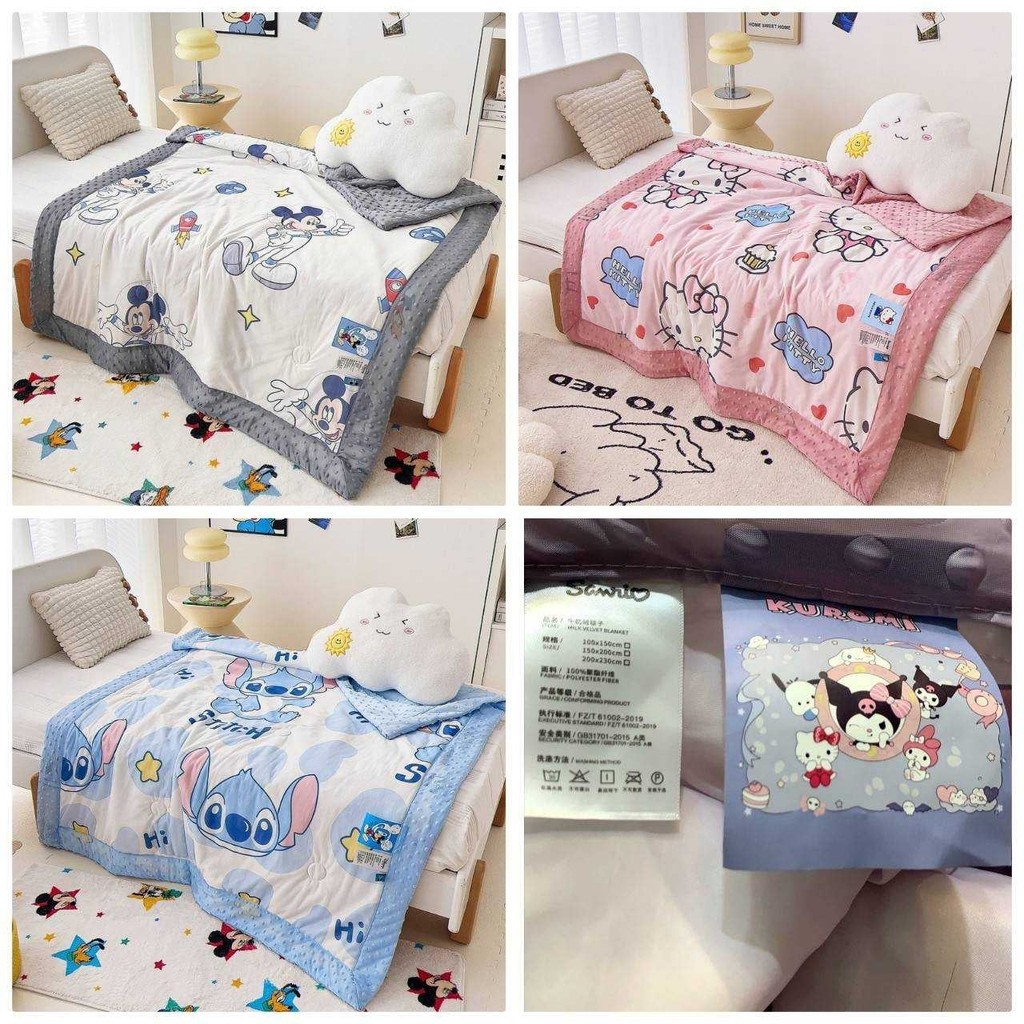 🌿เติมความอบอุ่นให้ห้องนอน✨ผ้าห่ม SANRIO & DISNEY งานป้าย เนื้อผ้าเย็น นุ่มลื่น ห่มสบาย ขนาด 150×110 cm.
