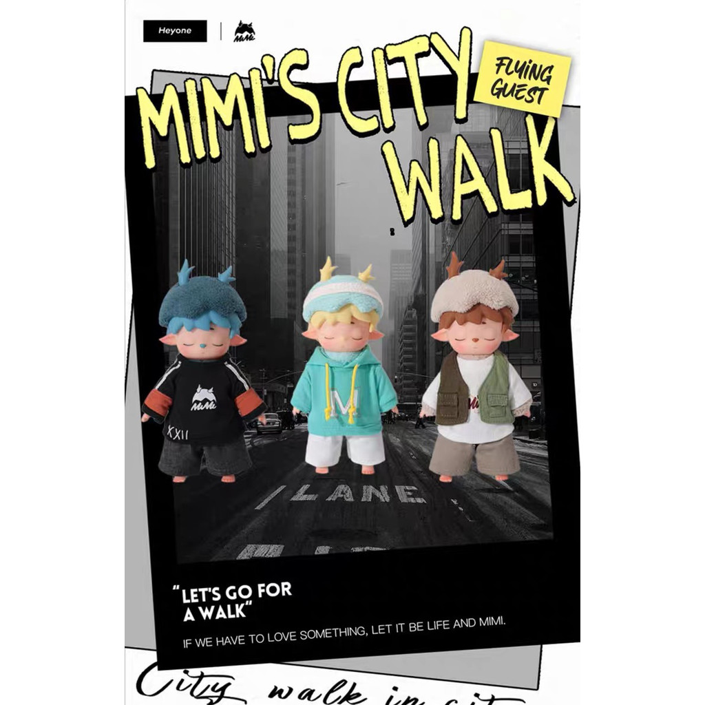 สินค้าใหม่พร้อมสต็อก ของแท้ Heyone Black Play MIMIs CITYWALK Series Unboxing Non-Unpacking ยืนยันไวนิลน่ารักตุ๊กตากระเป๋าจี้กล่องลึกลับอินเทรนด์เล่นรูปตกแต่งของขวัญ