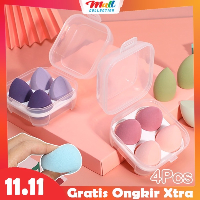 BEAUTY BLENDER MALL - Make Up Sponge บรรจุ 4 ชิ้น ฟรี Box Beauty Sponge Blender Egg Cosmetics TMW06