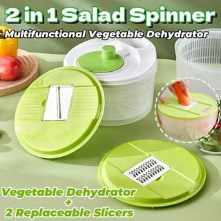 2 in 1 Cut and Wash Vegetables Salad Spinner Multifunctional Vegetable Dehydrator Kitchen Fruit Wash Strainer