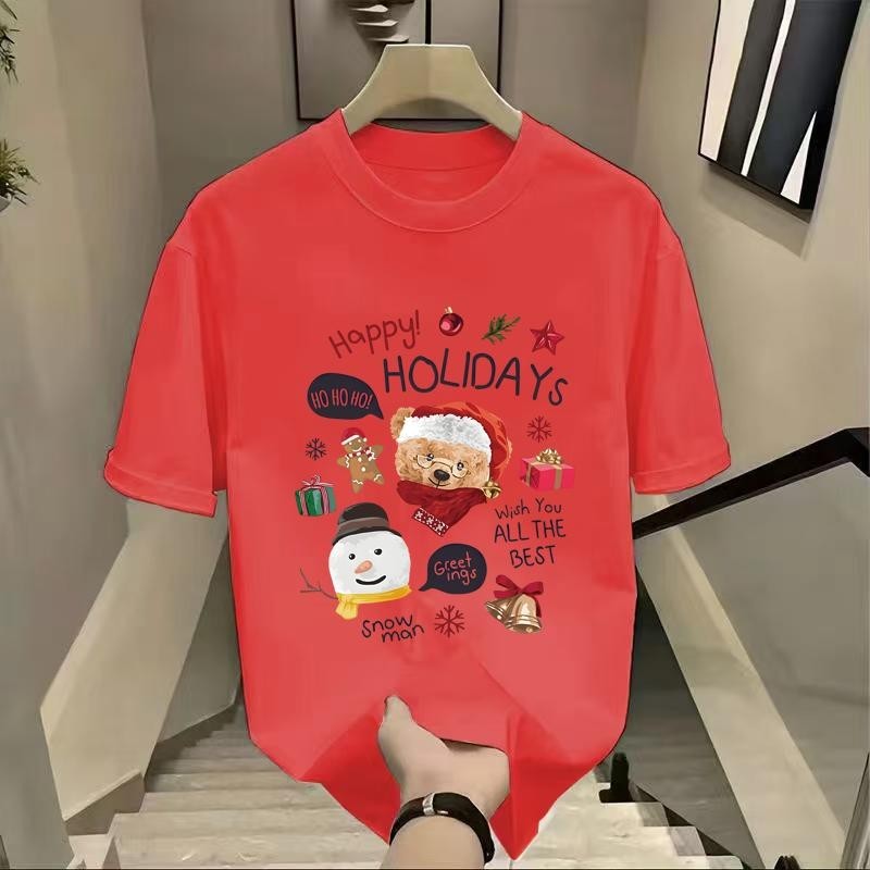 คริสต์มาสเสื้อยืดผู้ชาย ใหม่ ฤดูร้อนแฟชั่น ทันสมัยและลำลอง เหมาะสำหรับนักเรียนและคู่รัก ผู้ชาย Man ลำลอง