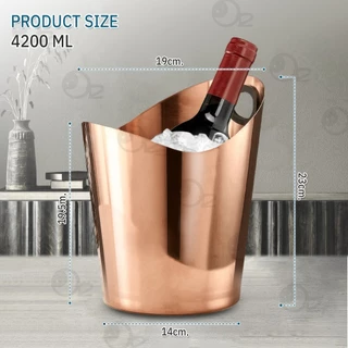 9Gadget - ถังไวน์ ถังน้ําแข็ง สแตนเลส ขนาดใหญ่ 5L/4.2L ถังแช่ไวน์ มีที่จับ ใส่ไวน์แดง แชมเปญ Stainless Steel Ice Bucket