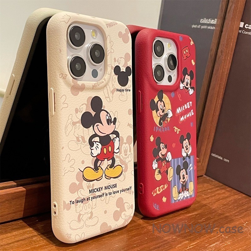 สําหรับ IPhone 16 15 14 13 12 11 Pro Max X XR XS Max 7 8 Plus การ์ตูนน่ารักและตลก Mickey คู่เคสโทรศัพท์ Soft cove