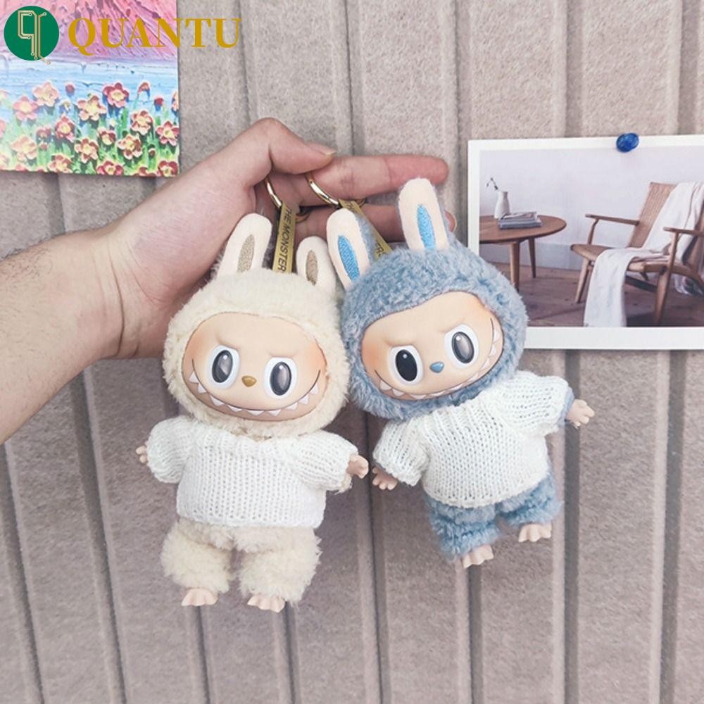 Quantu Labubu ตุ๊กตาเสื้อกันหนาว,น่ารักตุ๊กตา Labubu Time เสื้อผ้า, Soft Labubu Time To Chill สีขาว Kawaii 17 ซม.ตุ๊กตาผ้าฝ้ายเสื้อผ้าตุ๊กตา