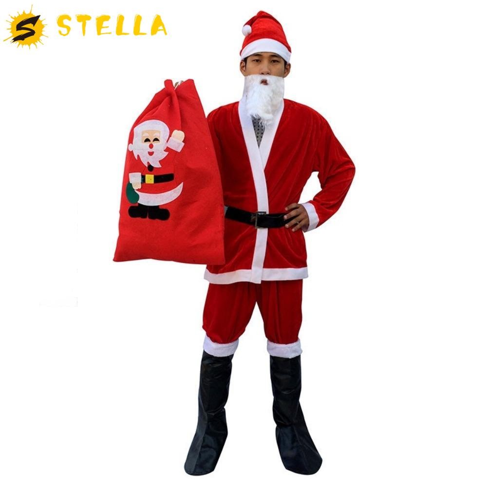 Stella Santa Claus Dress Up, หมวกเครา Make Up คริสต์มาส Santa เครื่องแต่งกายชุด, บรรยากาศงานรื่นเริงสบายคอสเพลย์ Creative Performance