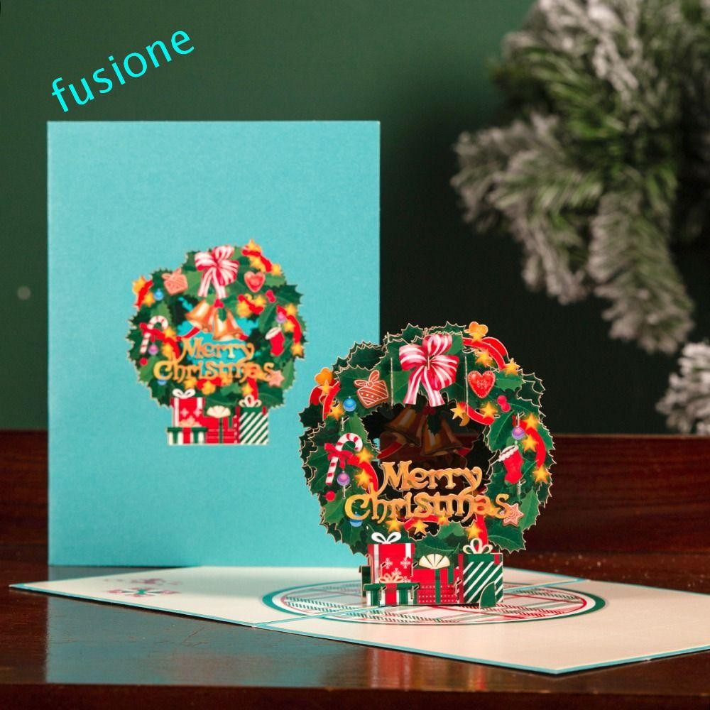 Fusionedge การ์ดคริสต์มาสวันเกิด 3D Pop Up Christmas New Year Party คําเชิญของขวัญเทศกาลตกแต่ง