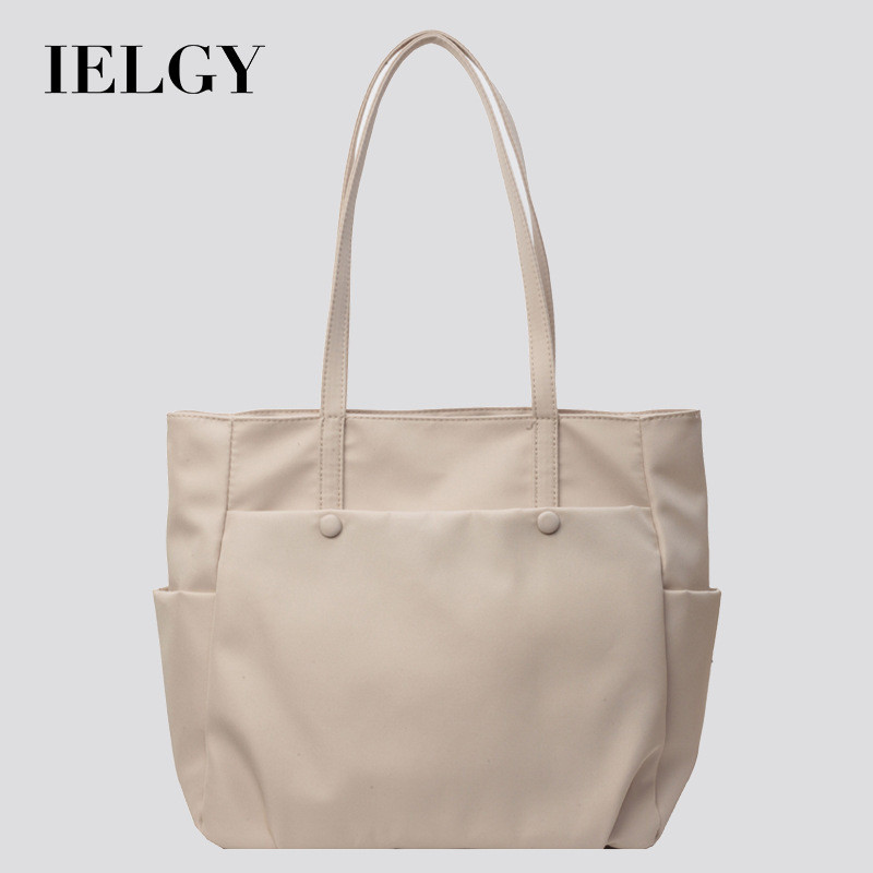 IELGY กระเป๋าสะพายไหล่สุภาพสตรี ในเมือง ผู้เดินทาง ความจุขนาดใหญ่กระเป๋าหิ้วน้ําหนักเบาเดินทางที่เรียบง่ายผ้าไนลอนกระเป๋าถือ