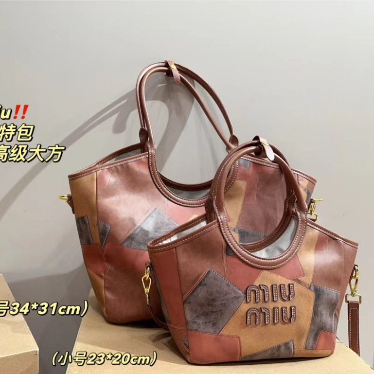 Original Retro First Layer Cowhide กระเป๋าหนัง High-End Texture ขนาดใหญ่ความจุกระเป๋าหญิง MI333333-0726