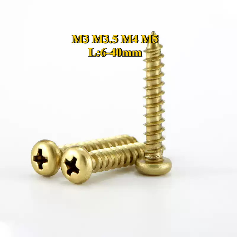 [BY-XSP-w]  Pan Head Phillip Tapping Screw Brass/น็อต สกรู หัวกลม แฉก ทองเหลือง เกลียวปล่อย M3M3.5 M4M5