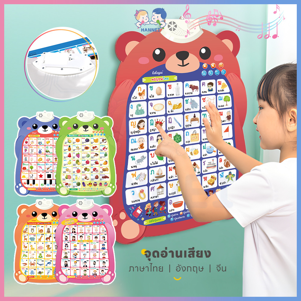HANNEI โปสเตอร์มีเสียง โปสเตอร์สอนคำศัพท์ เสริมทักษะการเรีนรู้ โปสเตอร์พูดได้ การรู้จักสัตว์ดิจิทัล ของเล่นเสริมพัฒนาการ